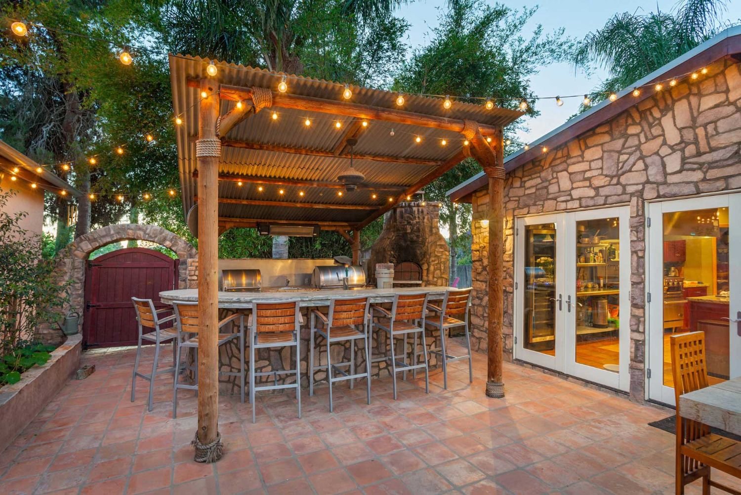 Permanent exterior roofline lighting installed on a Bakersfield home